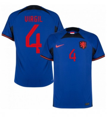 Nederländerna Virgil van Dijk #4 Bortatröja VM 2022 Kortärmad